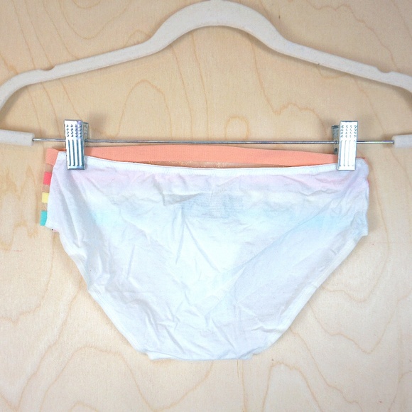 NWT Victoria's Secret White Underwear with Rainbow Stripe Band - Picture 2 of 3